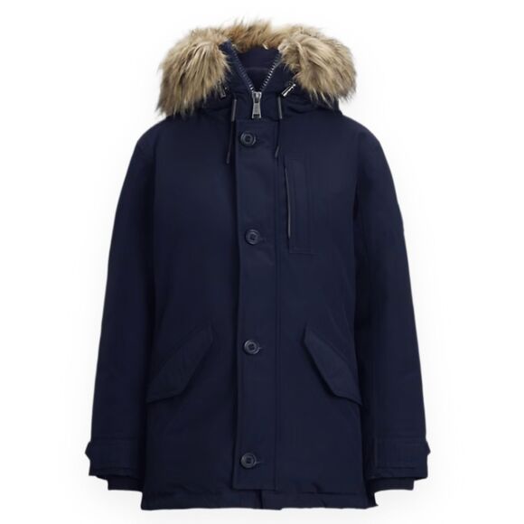 Polo Ralph Lauren Jackets & Blazers - Polo Ralph Lauren Down Parka RL Navy Faux Fur Hood Women’s M